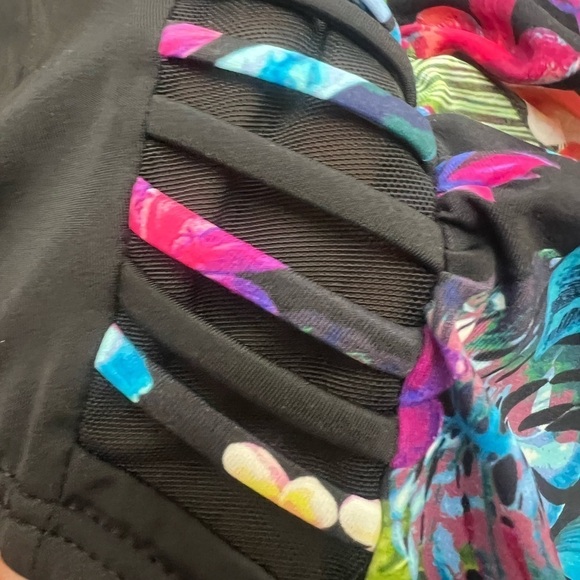 Swimsuits for All Ruched Sheer Full Support Padded Floral One Piece Swimsuit - Picture 5 of 13